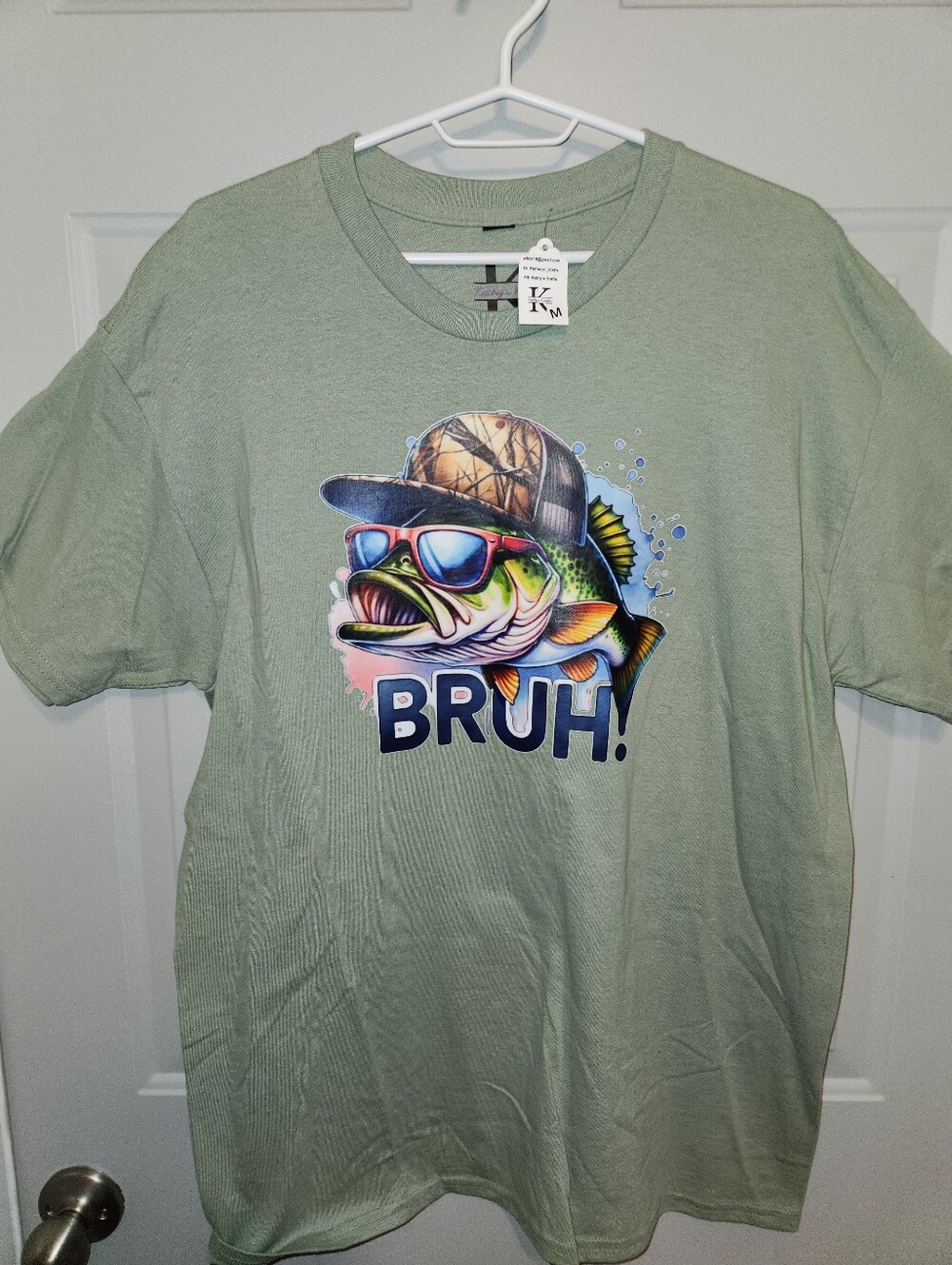 Green Graphic 'BRUH!' Fish Tee